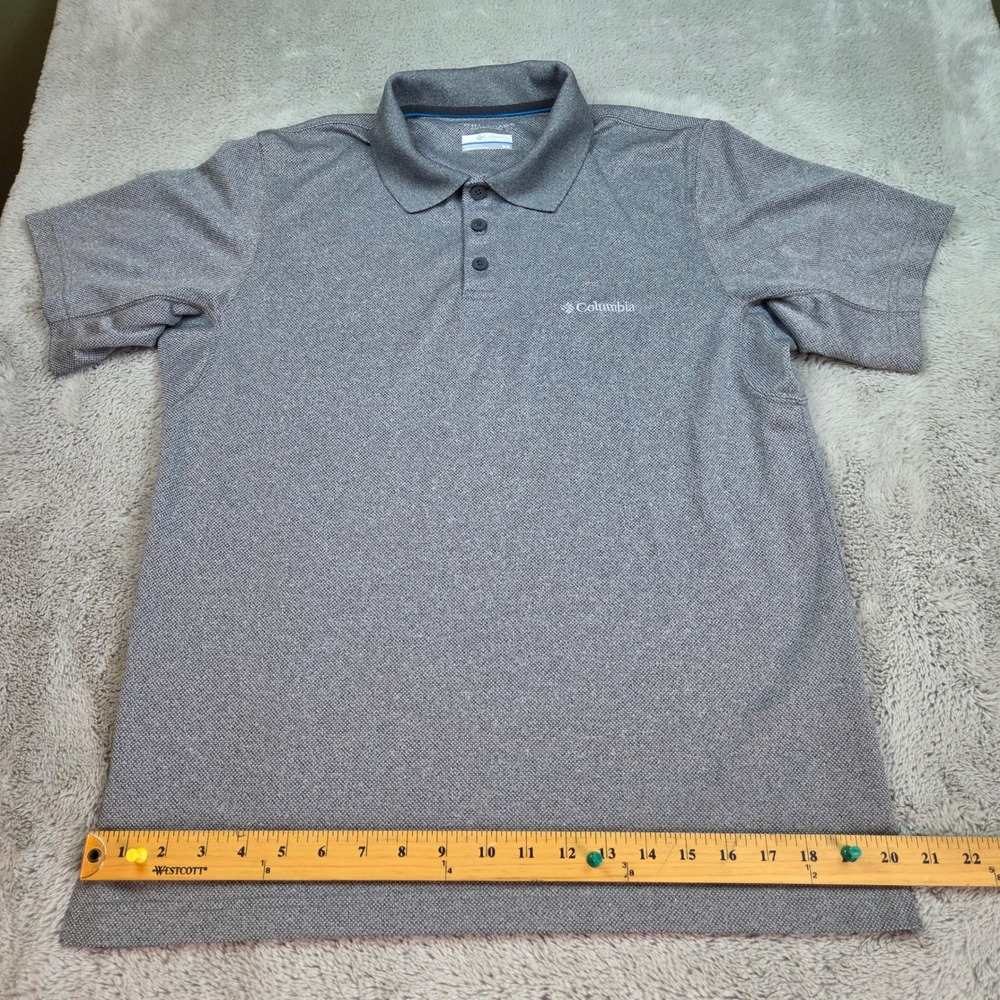 Columbia Polo Shirt Mens M Omni-Shade Sun Protection Short Sleeve Textured Grey
